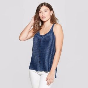 *2 for $10* Universal Thread Crewneck Button Front Tank